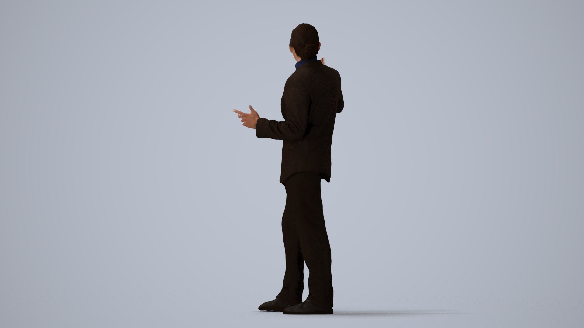 realistic 3D human man business, archviz people FBX OBJ for Blender, three-quarter view render