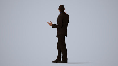 realistic 3D human man business, archviz people FBX OBJ for Blender, three-quarter view render