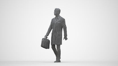 3D human model man business, photogrammetry scanned person for archviz, wireframe back view