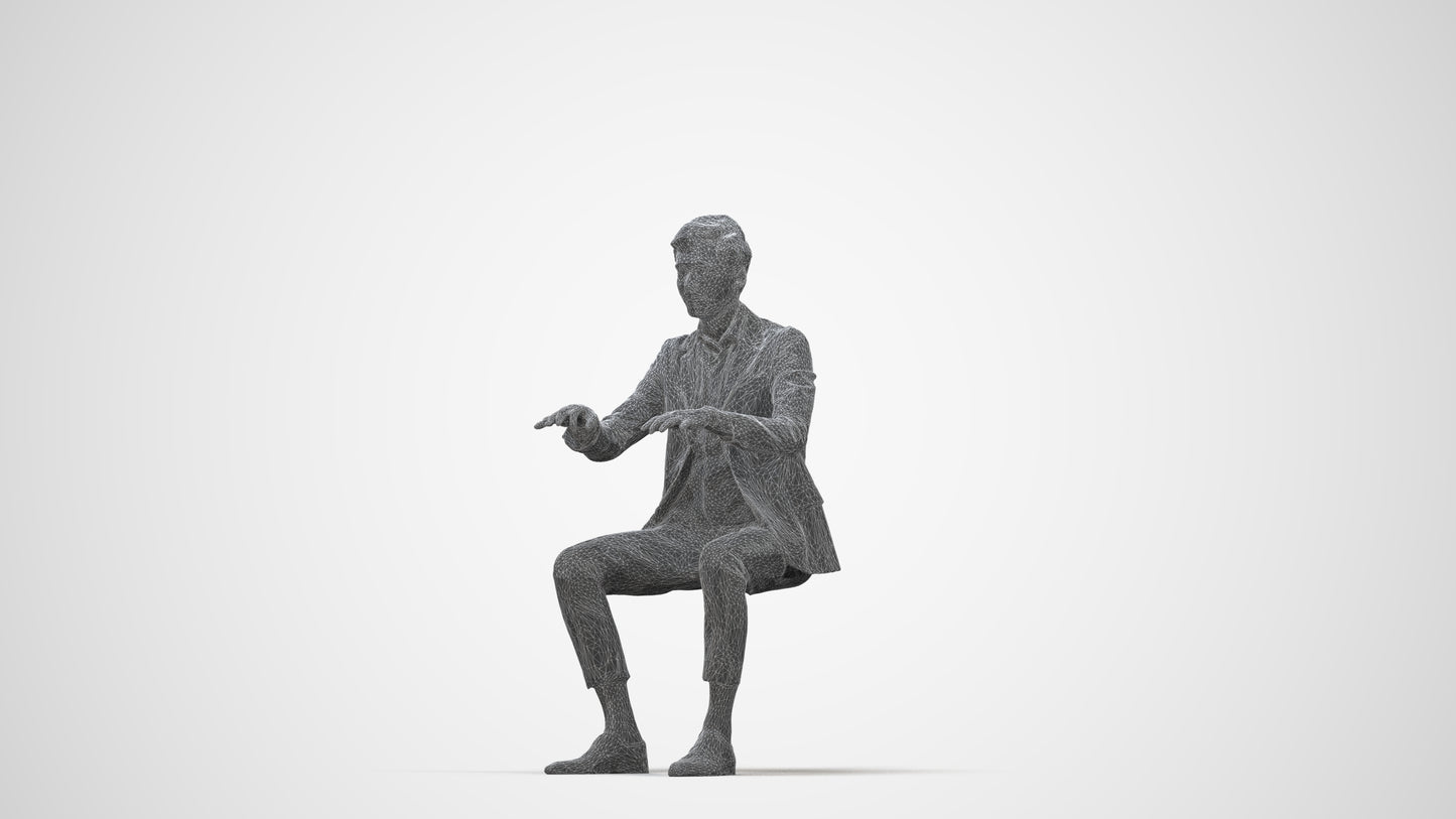photogrammetry 3D man business, realistic human model archviz FBX, wireframe back view