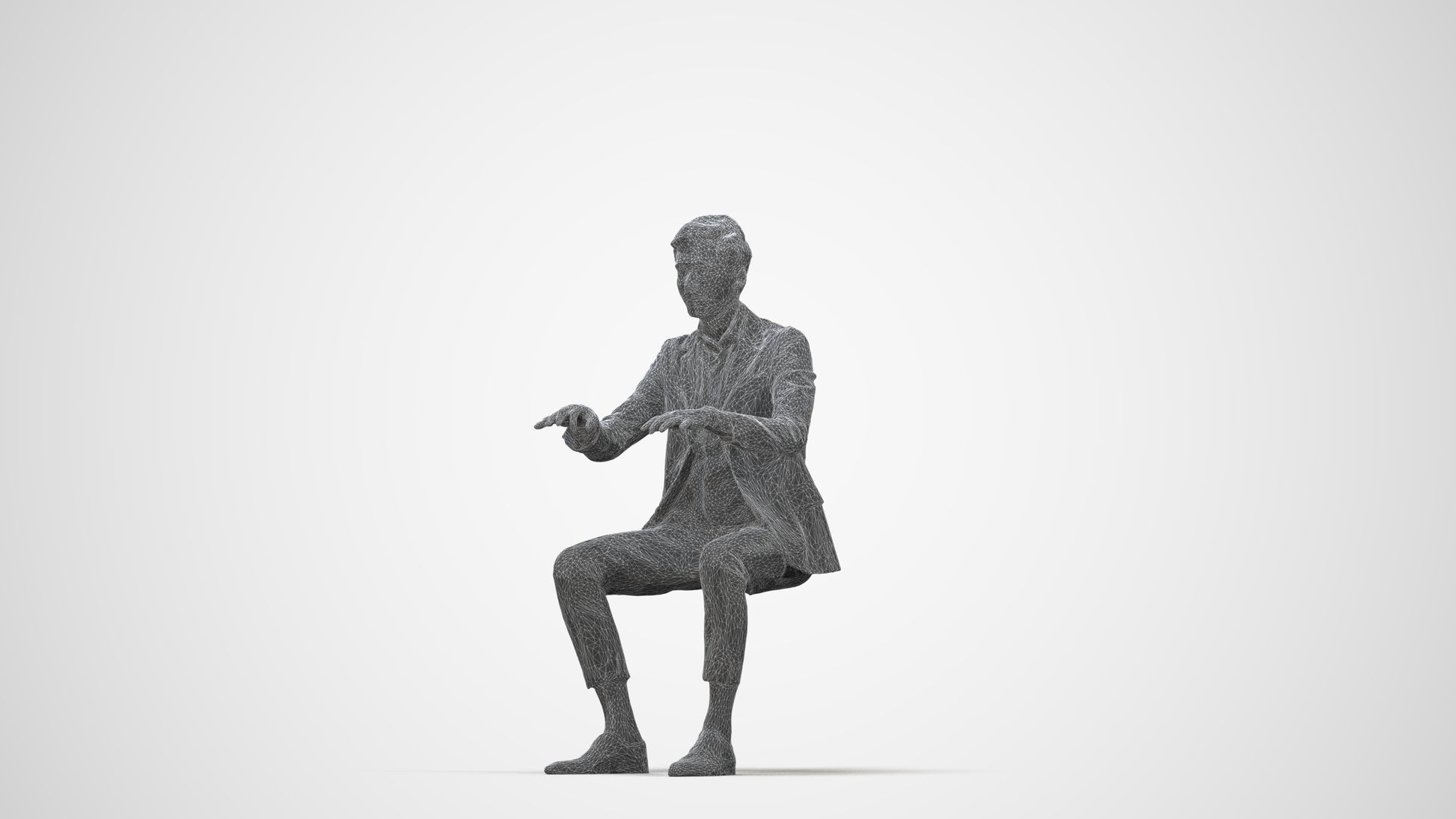 photogrammetry 3D man business, realistic human model archviz FBX, wireframe back view