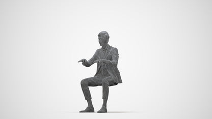 photogrammetry 3D man business, realistic human model archviz FBX, wireframe back view