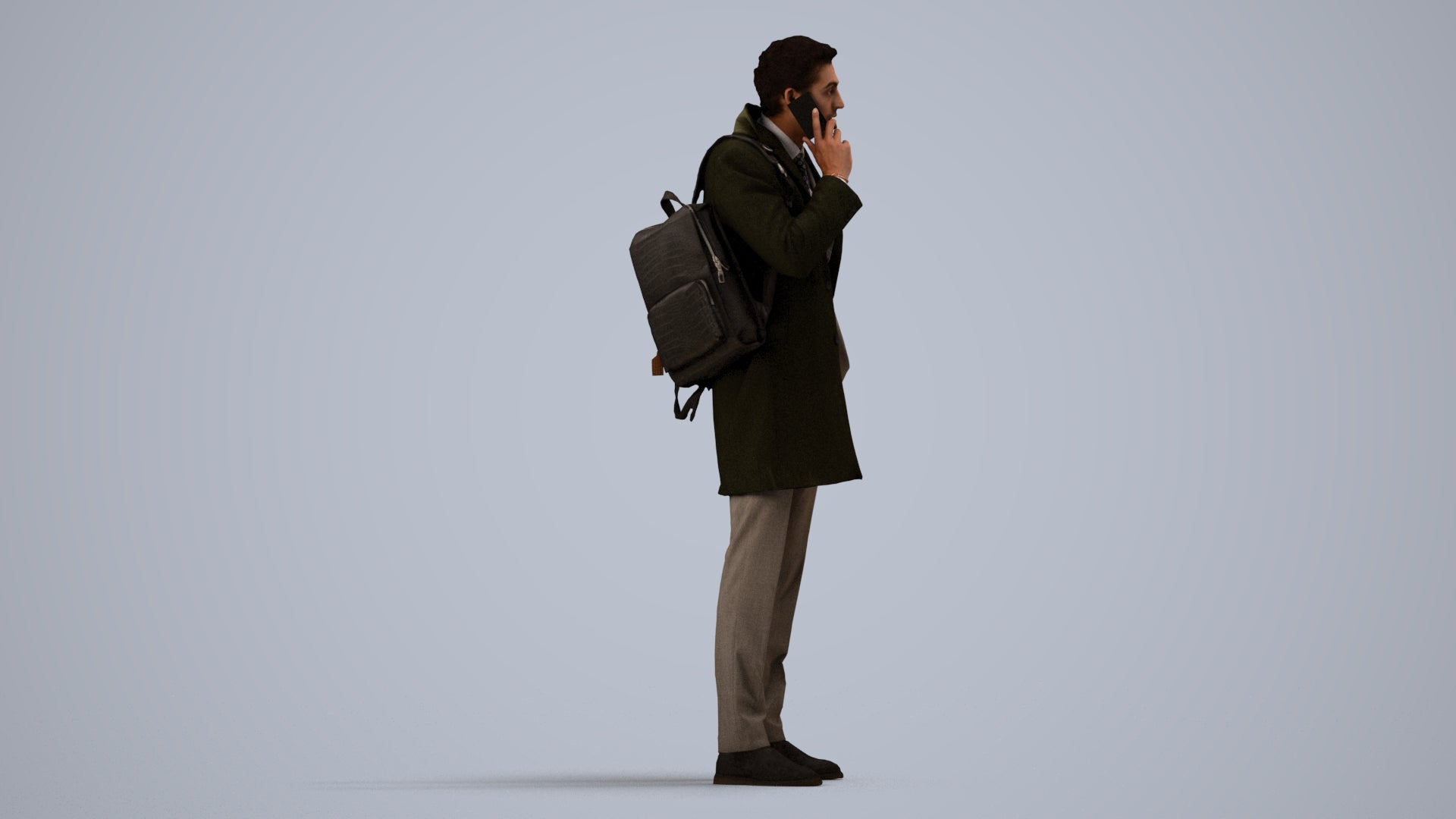 3D scanned man business, photorealistic archviz people for Enscape and SketchUp, side view render