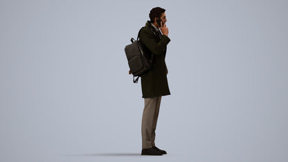 3D scanned man business, photorealistic archviz people for Enscape and SketchUp, side view render