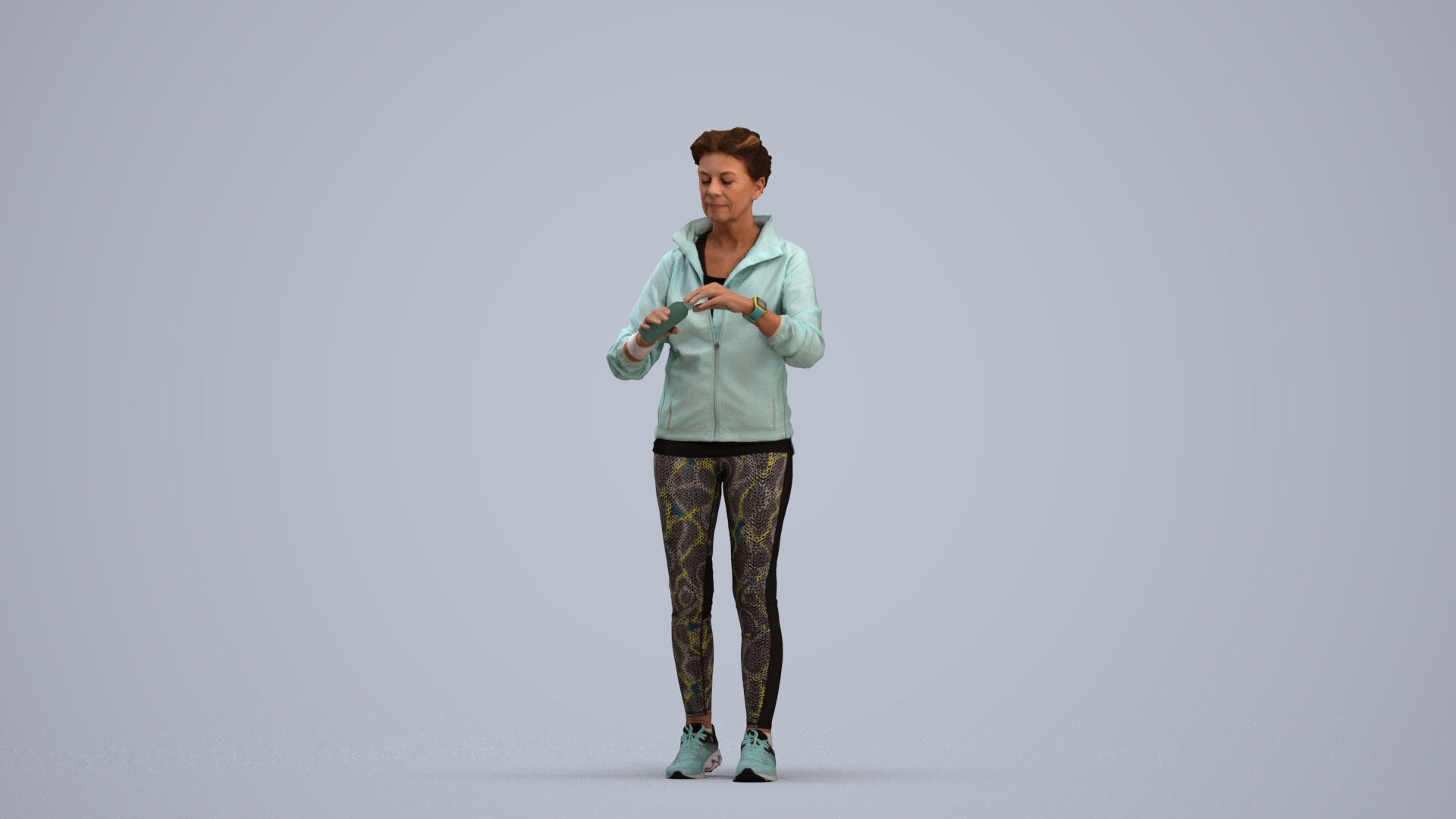realistic 3D people woman sport, render-ready for V-Ray and Corona, FBX OBJ, standing pose render