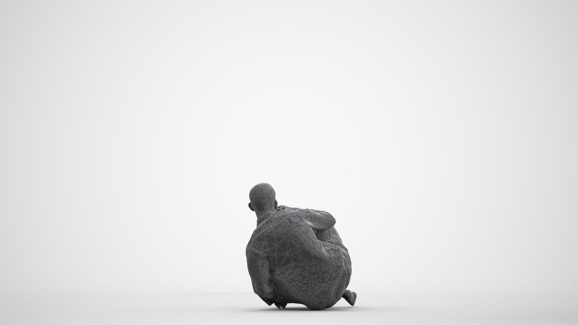 realistic 3D people man sitting, render-ready for V-Ray and Corona, FBX OBJ, wireframe front view