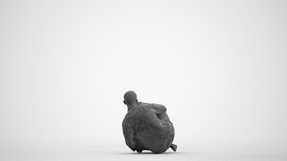 realistic 3D people man sitting, render-ready for V-Ray and Corona, FBX OBJ, wireframe front view