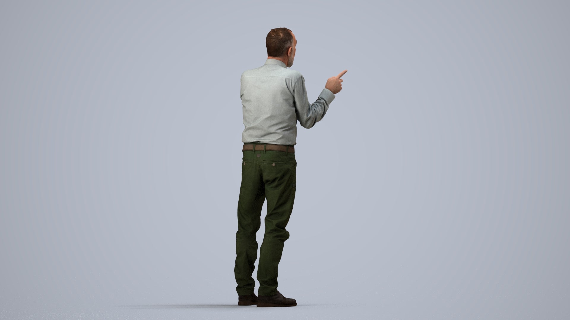 realistic 3D human senior man casual standing, archviz people FBX OBJ for Blender, side view render