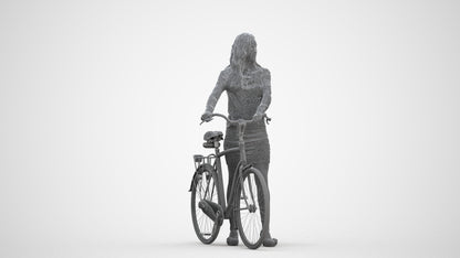 3D people model woman business cycling, scanned human for 3ds Max rendering, three-quarter front view render