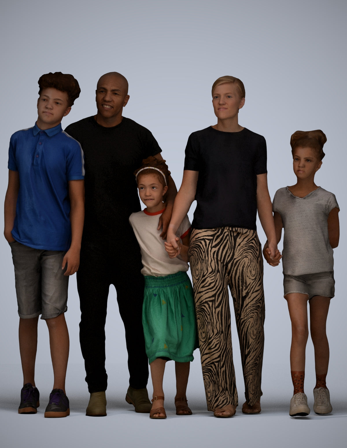 realistic 3D girl casual kids, scanned archviz people for Blender and 3ds Max