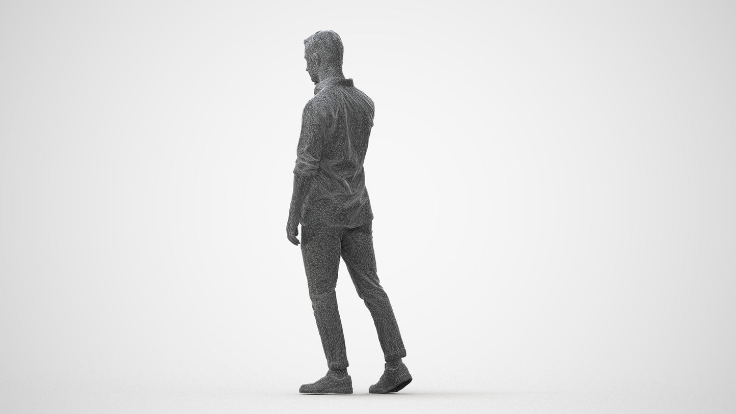 realistic 3D people man casual walking, render-ready for V-Ray and Corona, FBX OBJ, square thumbnail