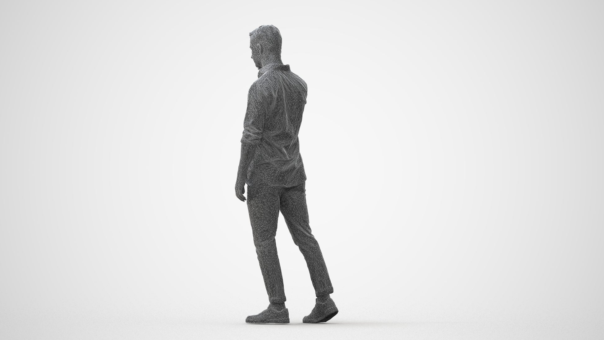 realistic 3D people man casual walking, render-ready for V-Ray and Corona, FBX OBJ, square thumbnail