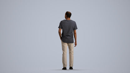 scanned 3D man casual walking, photogrammetry people for Enscape and V-Ray, front view render