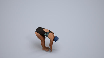 photogrammetry 3D woman sport pool, realistic human model archviz FBX, back view render