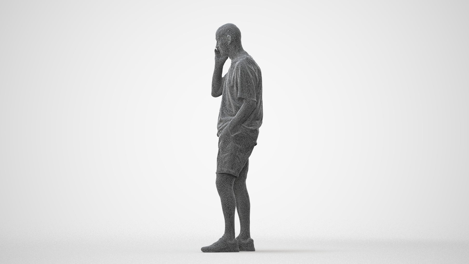 photogrammetry 3D senior man casual standing, realistic human model archviz FBX, square thumbnail