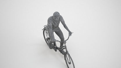 realistic 3D people man casual cycling, render-ready for V-Ray and Corona, FBX OBJ, wireframe three-quarter view