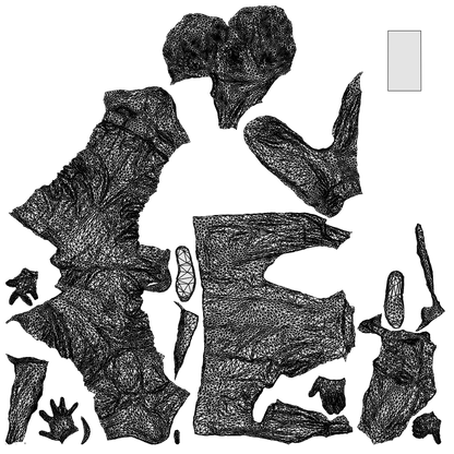 3D scanned man walking casual, photorealistic archviz people for Enscape and SketchUp, wireframe top-down view