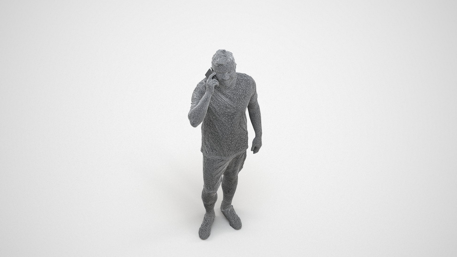 3D scanned man sport, photorealistic archviz people for Enscape and SketchUp, wireframe three-quarter view