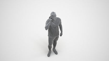 3D scanned man sport, photorealistic archviz people for Enscape and SketchUp, wireframe three-quarter view