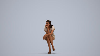 realistic 3D human woman casual sitting, archviz people FBX OBJ for Blender, standing pose render