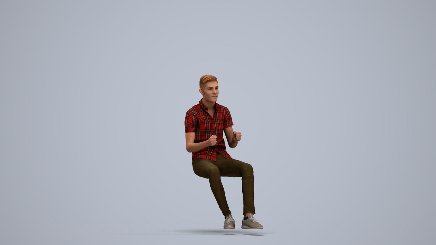 realistic 3D people man casual driving, render-ready for V-Ray and Corona, FBX OBJ, standing pose render