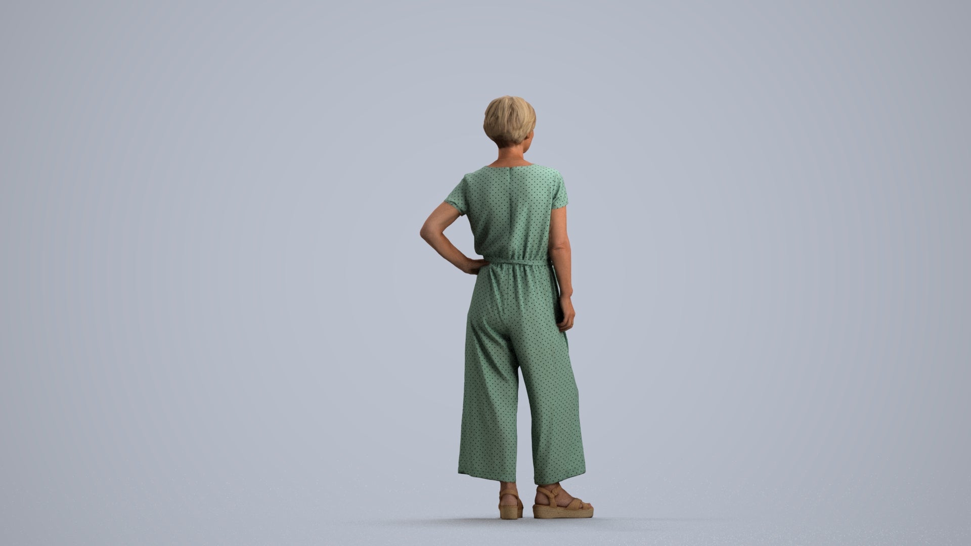 3D people model senior woman casual standing, scanned human for 3ds Max rendering, front view render