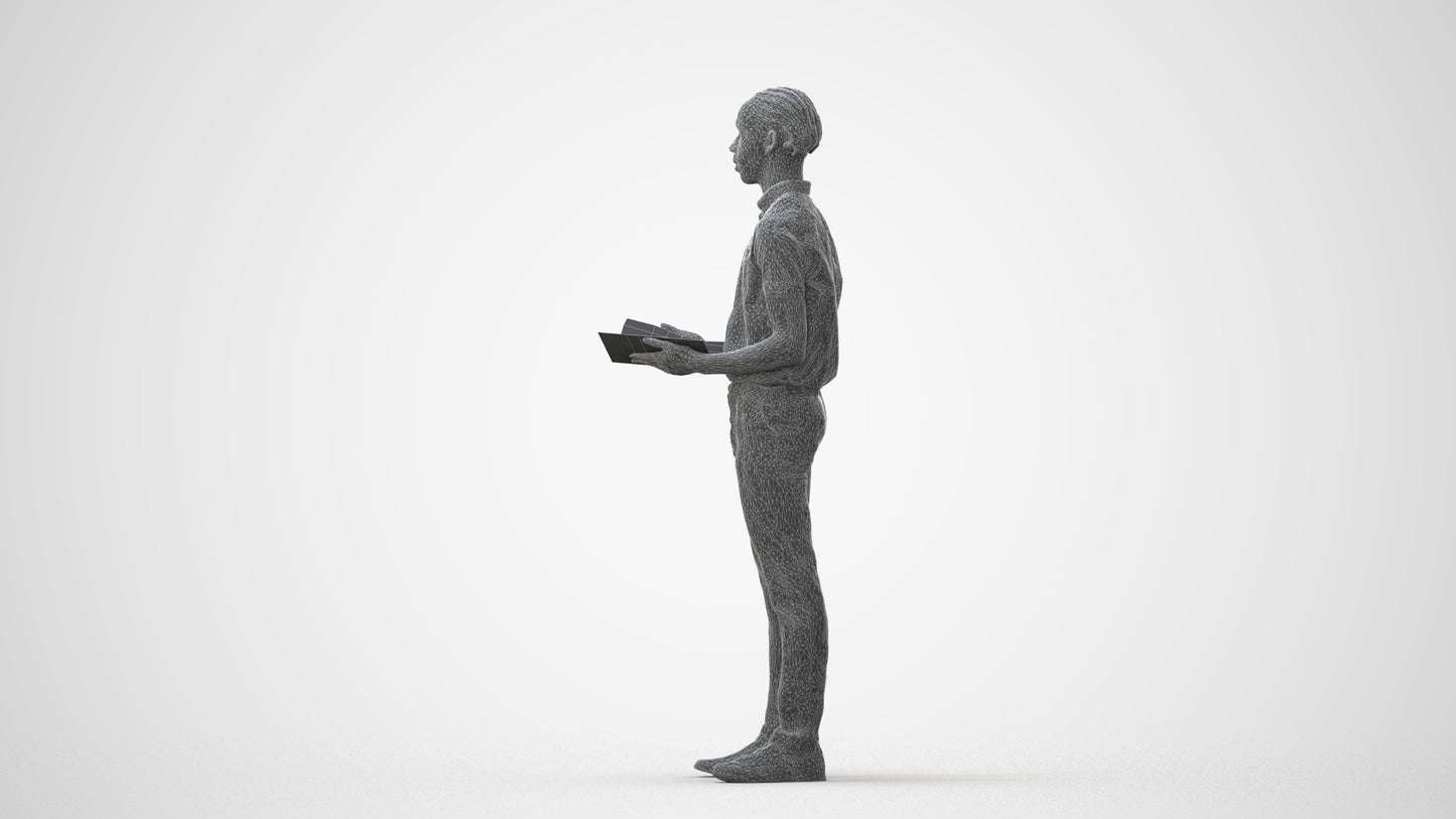 realistic 3D boy hospitality, scanned archviz people for Blender and 3ds Max, square thumbnail