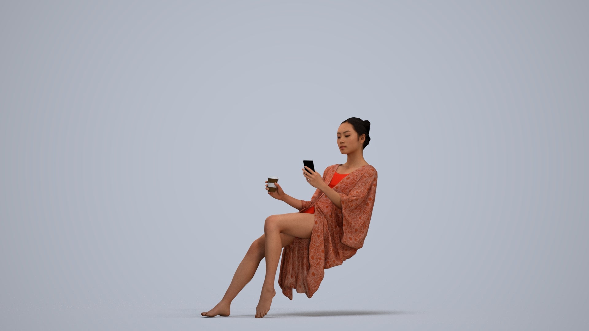 realistic 3D woman pool, scanned archviz people for Blender and 3ds Max, standing pose render