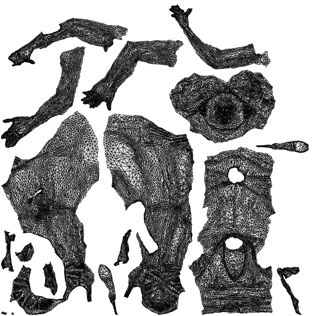 3D people model woman casual sitting, scanned human for 3ds Max rendering, wireframe top-down view
