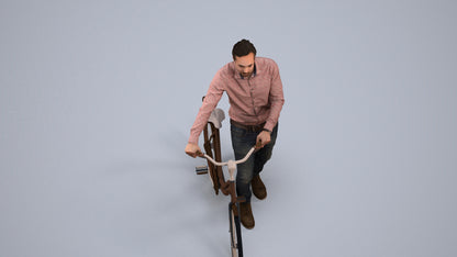 scanned 3D man casual cycling, photogrammetry people for Enscape and V-Ray, back view render