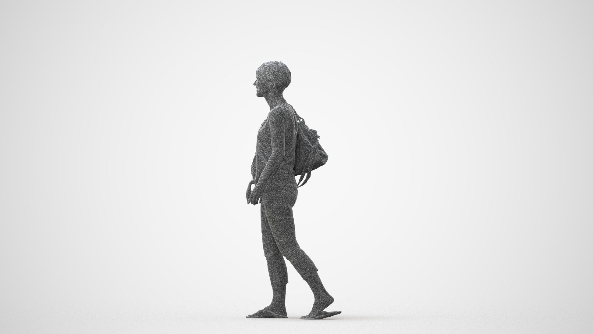 realistic 3D human senior woman walking, archviz people FBX OBJ for Blender, square thumbnail