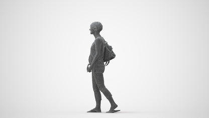 realistic 3D human senior woman walking, archviz people FBX OBJ for Blender, square thumbnail