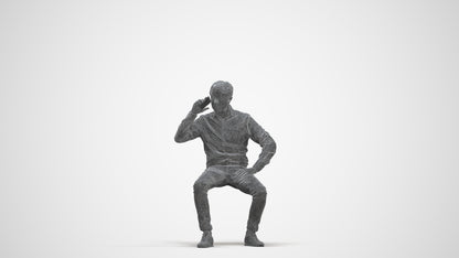 realistic 3D man business sitting, scanned archviz people for Blender and 3ds Max, three-quarter front view render