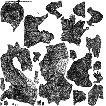 3D scanned woman sitting formal, photorealistic archviz people for Enscape and SketchUp, wireframe top-down view