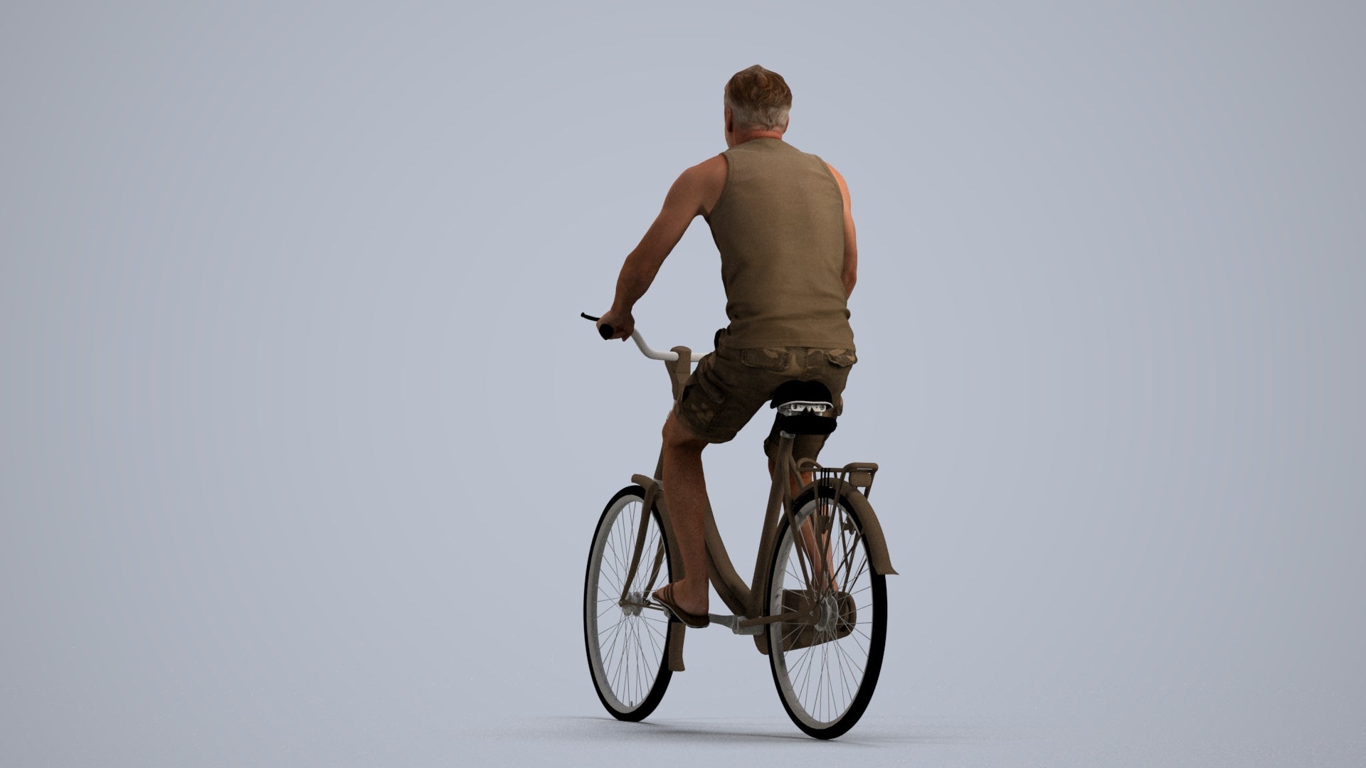 scanned 3D man casual cycling, photogrammetry people for Enscape and V-Ray, front view render