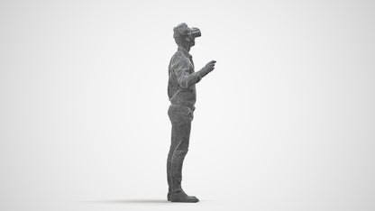 photogrammetry 3D man business standing, realistic human model archviz FBX, wireframe side view
