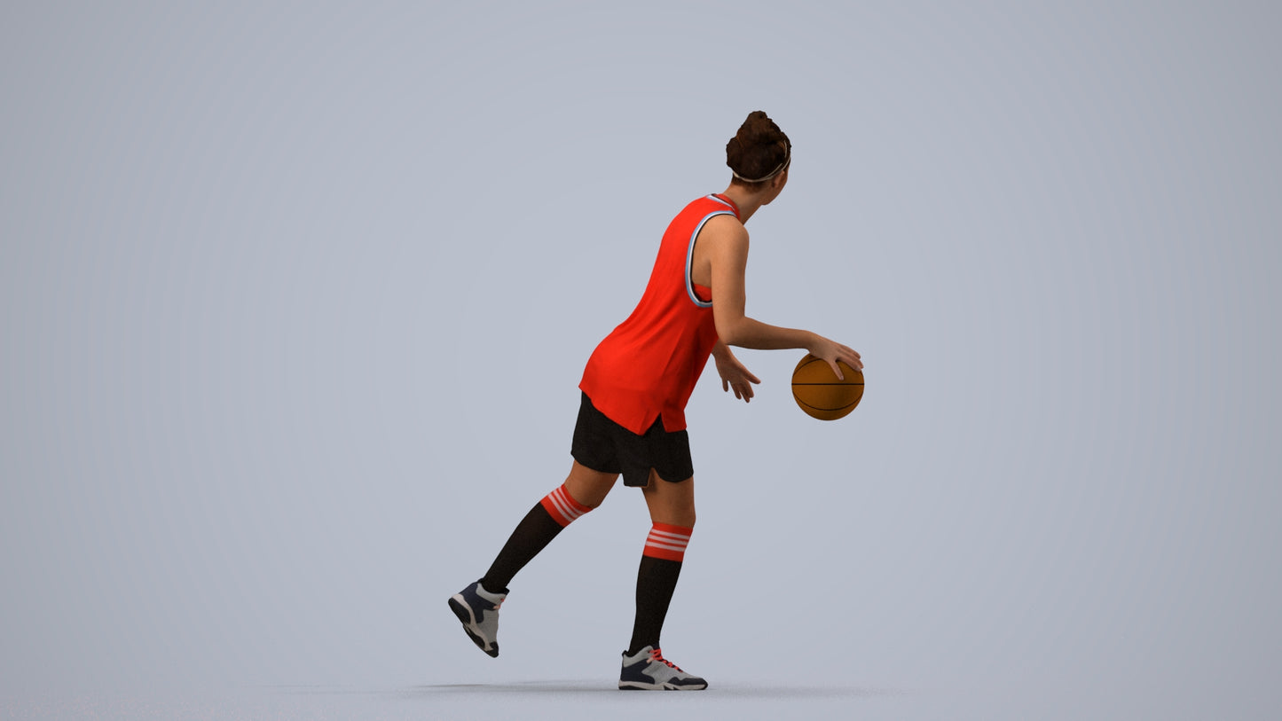 realistic 3D people woman sport, render-ready for V-Ray and Corona, FBX OBJ, side view render
