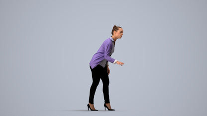 3D people model woman business standing, scanned human for 3ds Max rendering, side view render