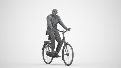 3D people model man business cycling, scanned human for 3ds Max rendering, three-quarter front view render