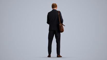 realistic 3D man business, scanned archviz people for Blender and 3ds Max, front view render