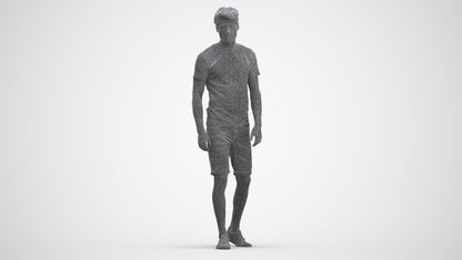 photogrammetry 3D man casual walking, realistic human model archviz FBX, three-quarter front view render