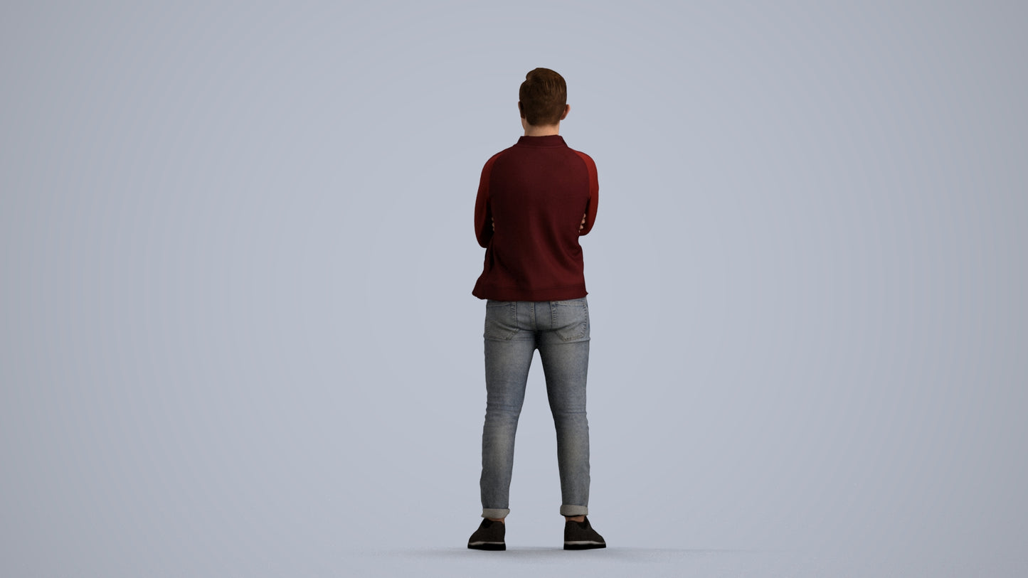 realistic 3D people boy casual kids, render-ready for V-Ray and Corona, FBX OBJ, front view render