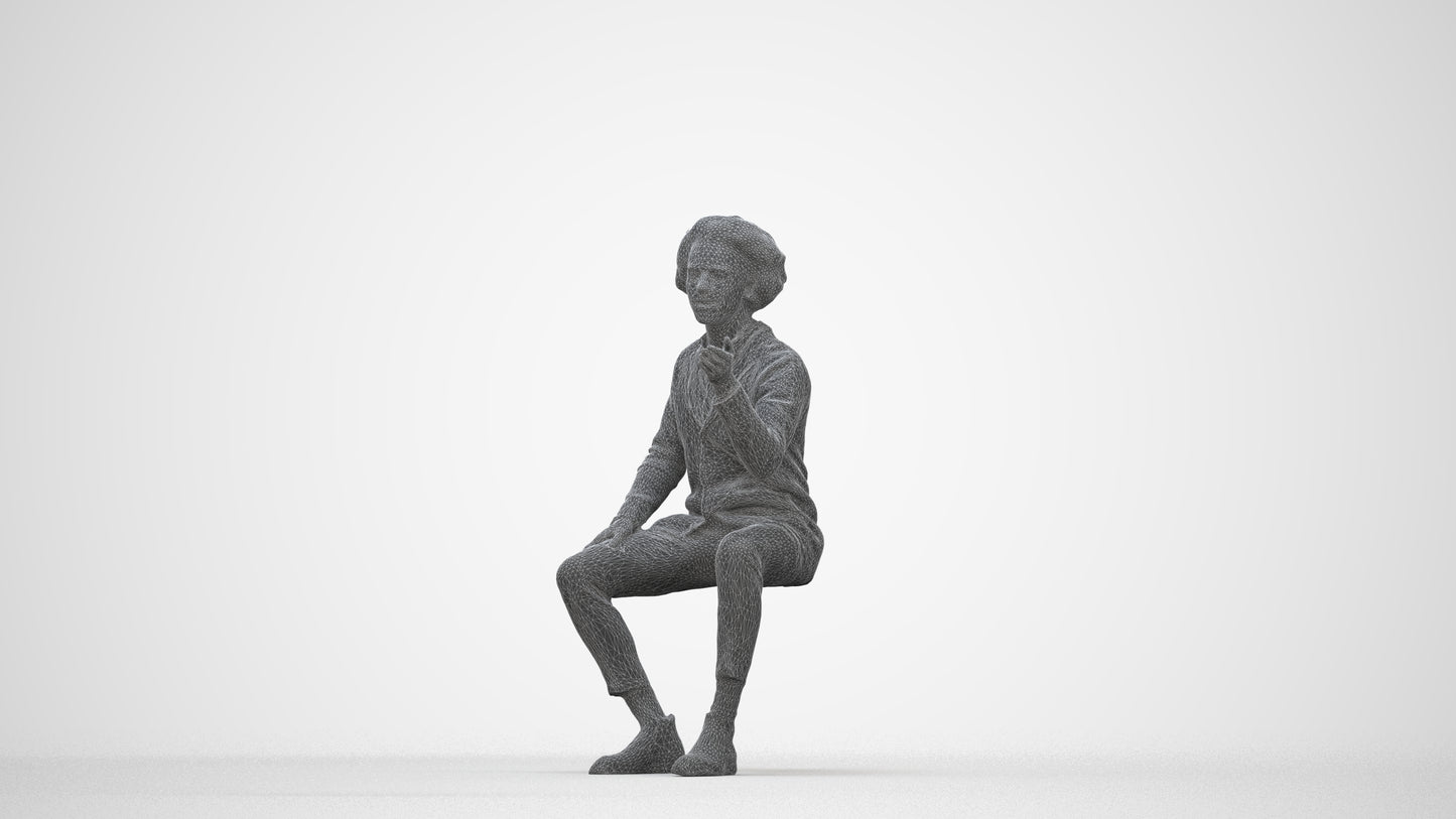 realistic 3D people man business sitting, render-ready for V-Ray and Corona, FBX OBJ, wireframe back view