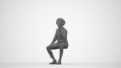 realistic 3D people man business sitting, render-ready for V-Ray and Corona, FBX OBJ, wireframe back view