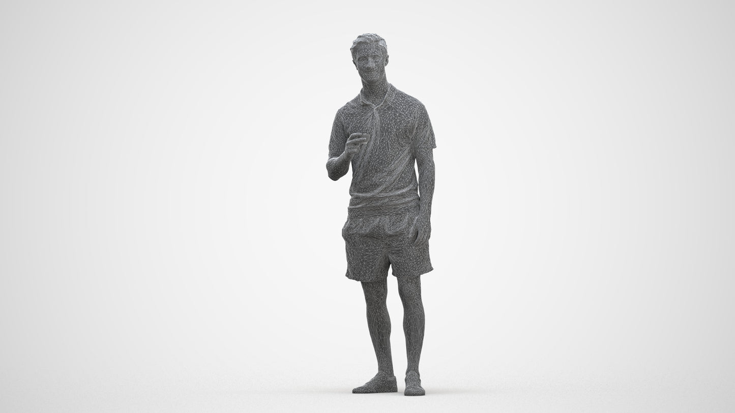 scanned 3D man casual standing, photogrammetry people for Enscape and V-Ray, three-quarter front view render