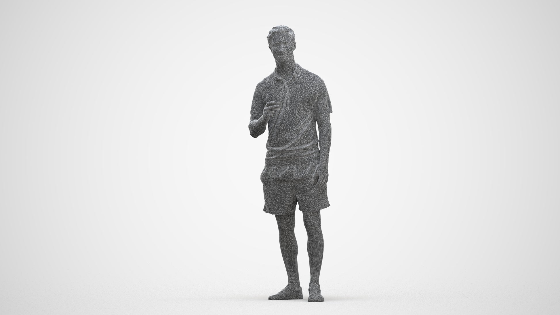 scanned 3D man casual standing, photogrammetry people for Enscape and V-Ray, three-quarter front view render