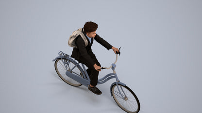 photogrammetry 3D man formal cycling, realistic human model archviz FBX, back view render