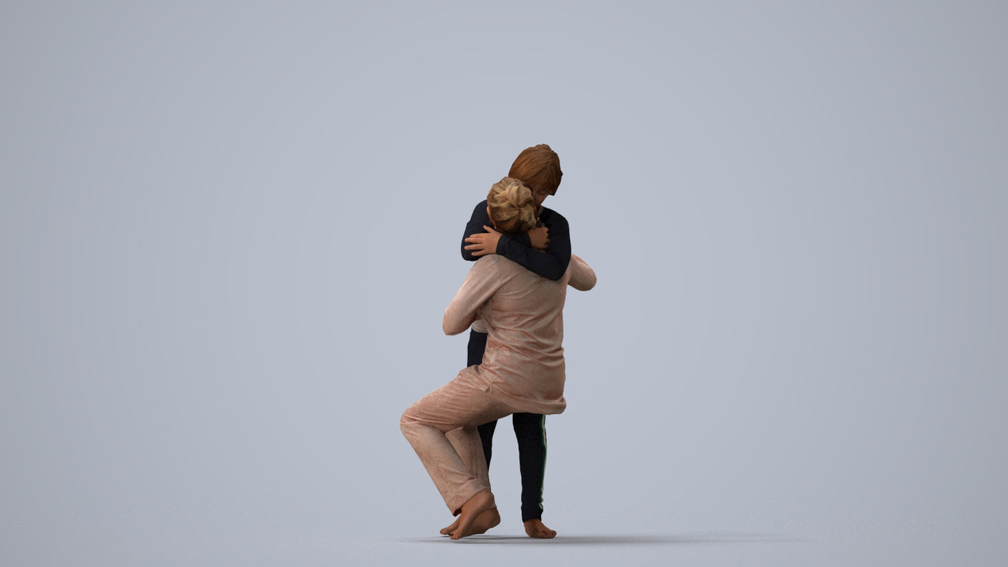 realistic 3D human girl kids, archviz people FBX OBJ for Blender, three-quarter view render