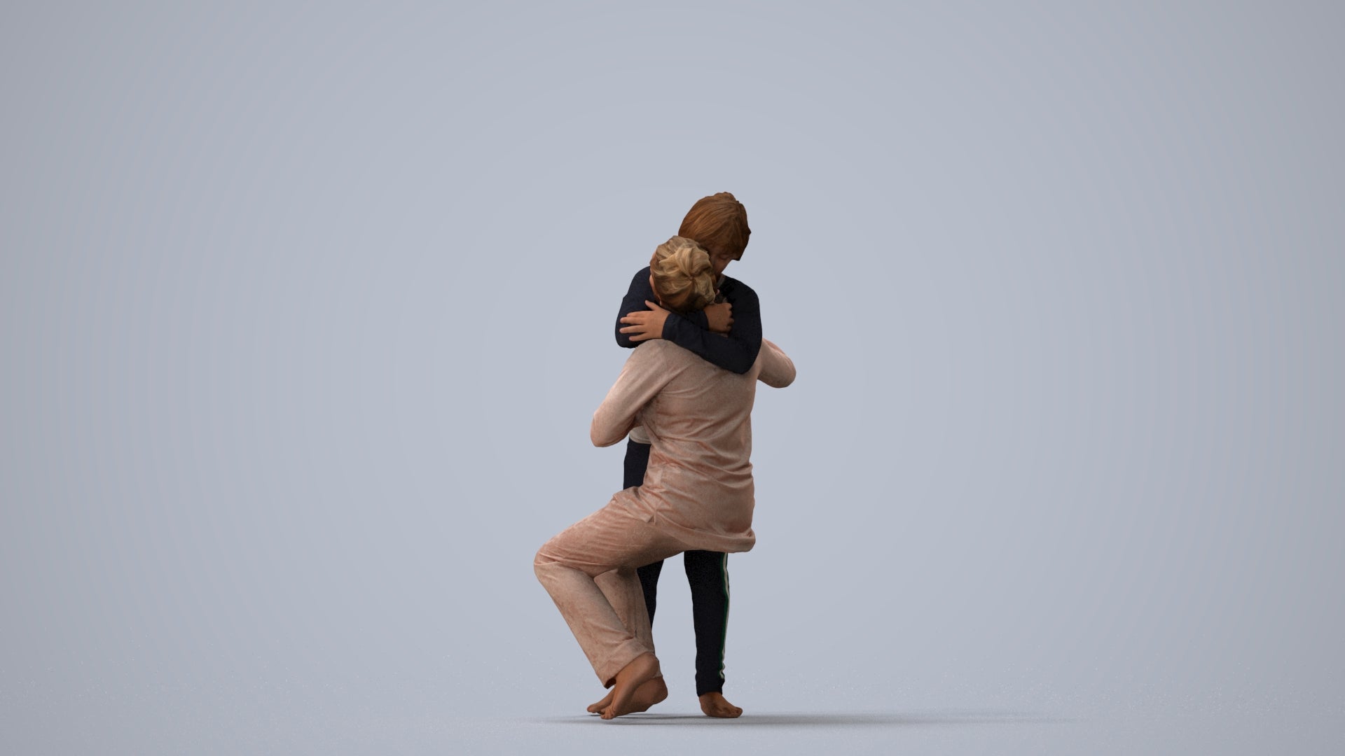 realistic 3D human girl kids, archviz people FBX OBJ for Blender, three-quarter view render