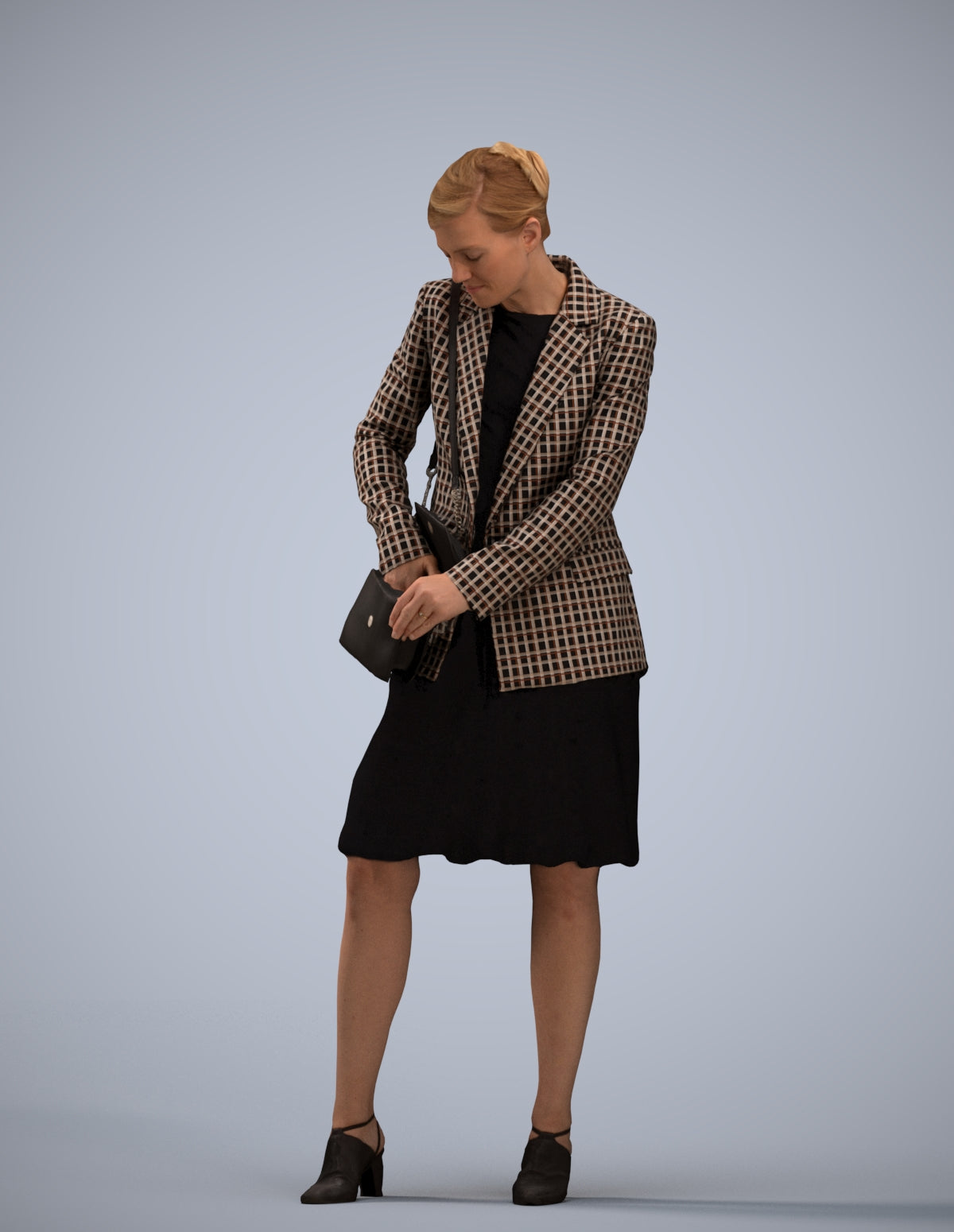 photogrammetry 3D woman business standing, realistic human model archviz FBX